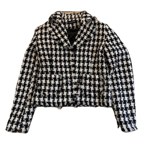 Vintage Beechers Brook Black and White Cropped Tweed Jacket - Size 6 - Picture 1 of 8